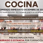 Curso gratis de COCINA en Villamuriel para desempleados, estancia o arraigo