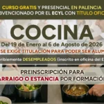 Curso gratis de COCINA en Palencia para desempleados