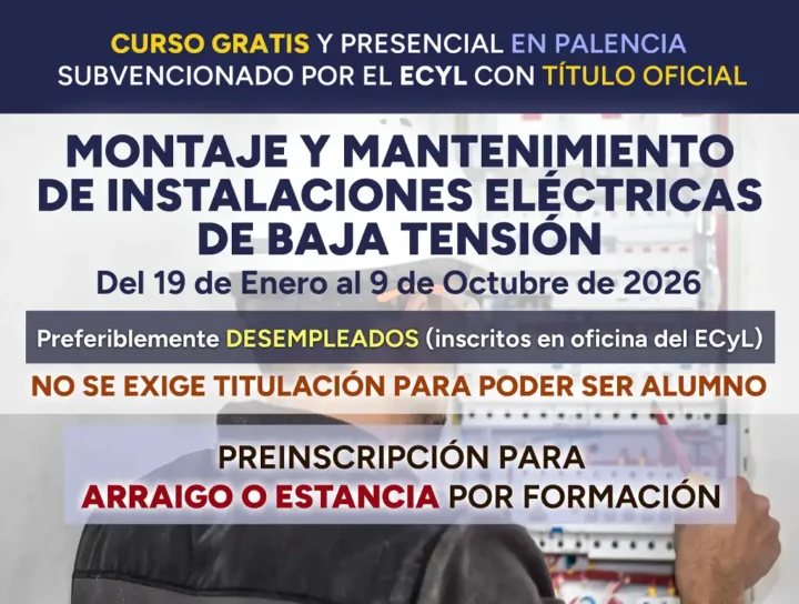 Curso gratis para desempleados de MONTAJE Y MANTENIMIENTO DE INSTALACIONES ELÉCTRICAS DE BAJA TENSIÓN