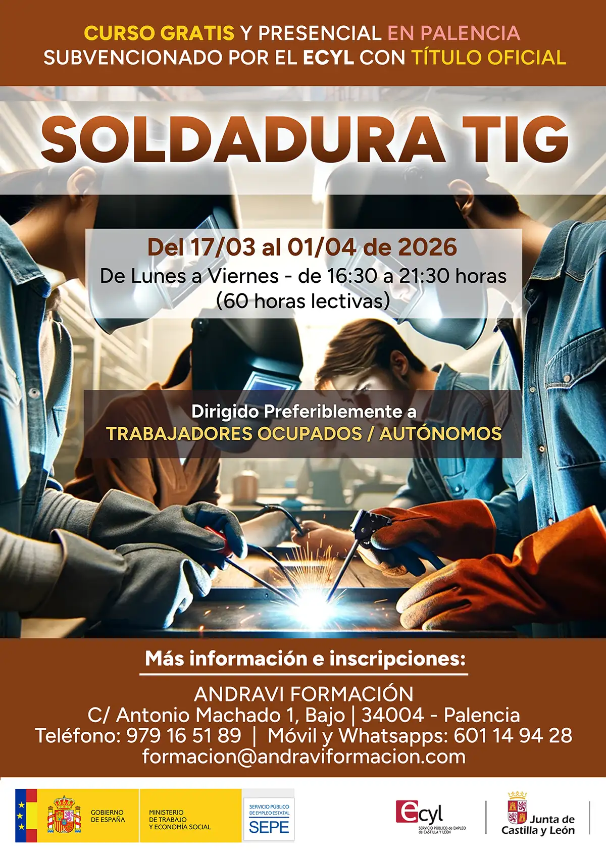 Curso gratis en Palencia de SOLDADURA TIG