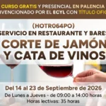 Curso gratis en Palencia de Corte de Jamón y Cata de vinos