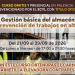 Curso gratis en Palencia de Gestión básica del almacén + Prevención de trabajos en altura