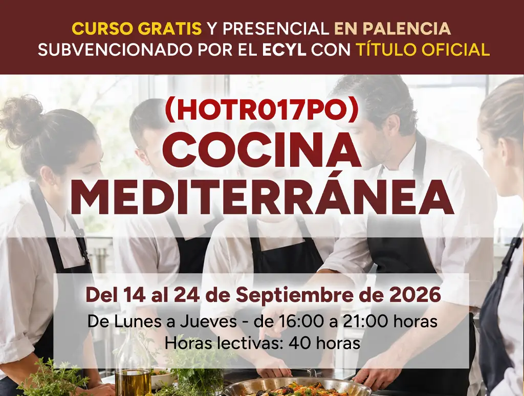 Curso gratis en Palencia de Cocina Mediterránea